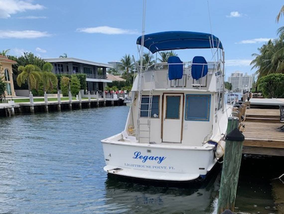 The 42-foot 1972 Hatteras boat.