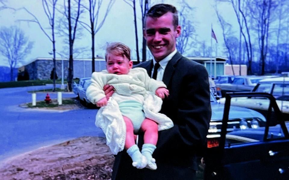 Fred is pictured as a baby with his father and namesake, the 45th President’s older brother, who spurned the family business for a failed aviation career and died at 42 after a long battle with alcohol; the author says he wrote the new book new book for his late parent as well as his own son, William (Courtesy of Fred Trump)