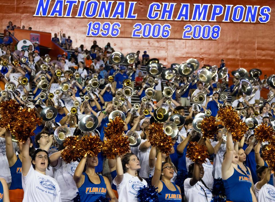 The Jaguars might have to cover up some of the signage around Ben Hill Griffin Stadium if they choose to play home games in Gainesville while their stadium in Jacksonville is rebuilt in a few years.