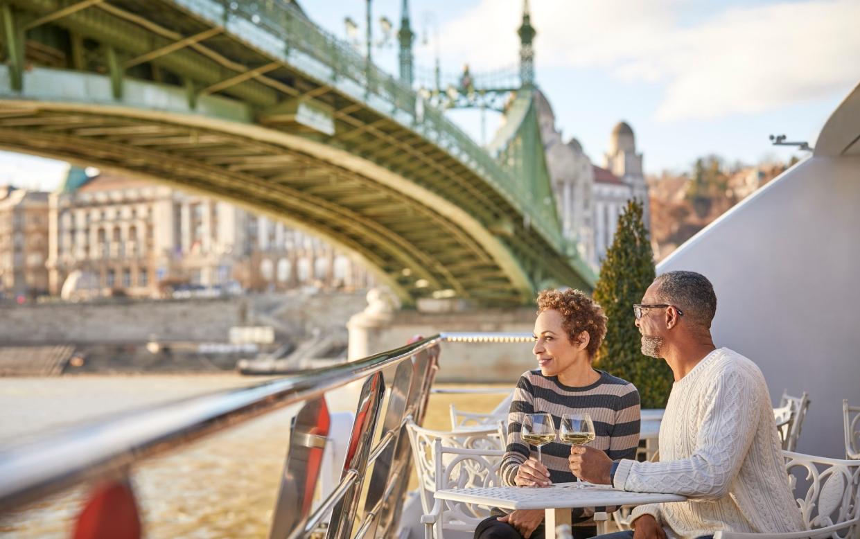 The sundeck of a Uniworld ship in Budapest, Hungary