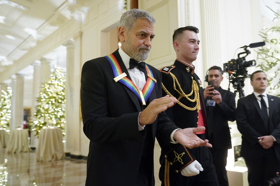 Actor, director and producer George Clooney arrives to attend the Kennedy Center honorees reception at the White House in Washington, Sunday, Dec. 4, 2022. (AP Photo/Manuel Balce Ceneta)