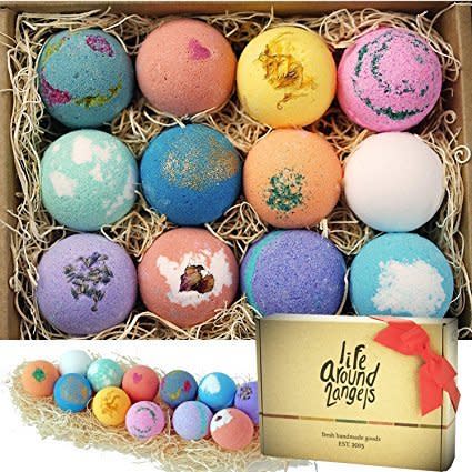 They're made of natural, moisturizing ingredients that won't stain your tub.<br /><strong>Price: <a href="https://www.amazon.com/LifeAround2Angels-Moisturize-Handmade-Birthday-girlfriend/dp/B01MFGN8S5" target="_blank">$25</a></strong>