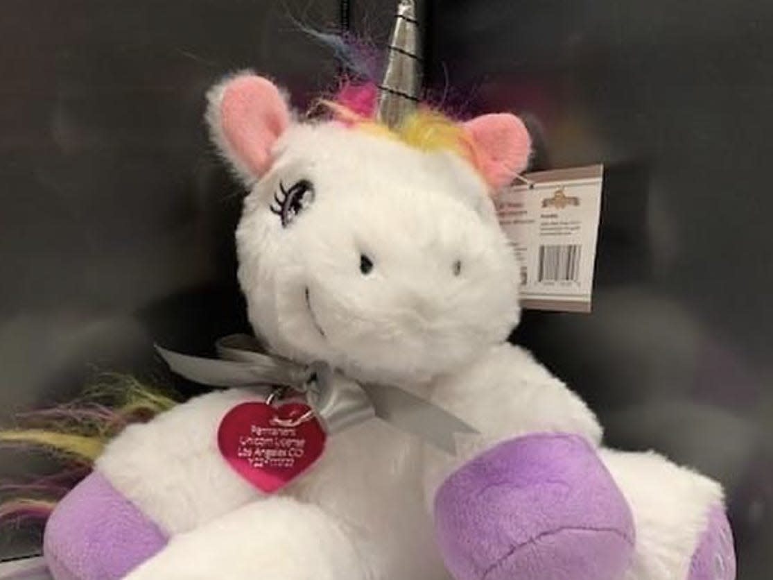The LA County animal control gifted Madeline with a stuffed unicorn while she conducts her search for the mythical creature.