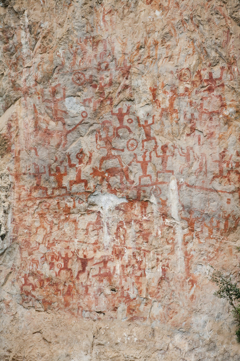 There are dozens of examples of rock art on the steep cliffs in southwest China, and they are the only remains left in the world that reveal <a href="http://whc.unesco.org/en/list/1508" target="_blank">what life was like for the Luoye people</a>, who date back to around the 5th century BCE to the 2nd century CE. These drawings have been interpreted as portraying south China's once-prevalent bronze drum culture.