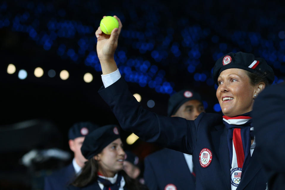 LONDON, ENGLAND - JULY 27: Members of the United States Olympic team enter the stadium during the Opening Ceremony of the London 2012 Olympic Games at the Olympic Stadium on July 27, 2012 in London, England. (Photo by Cameron Spencer/Getty Images)