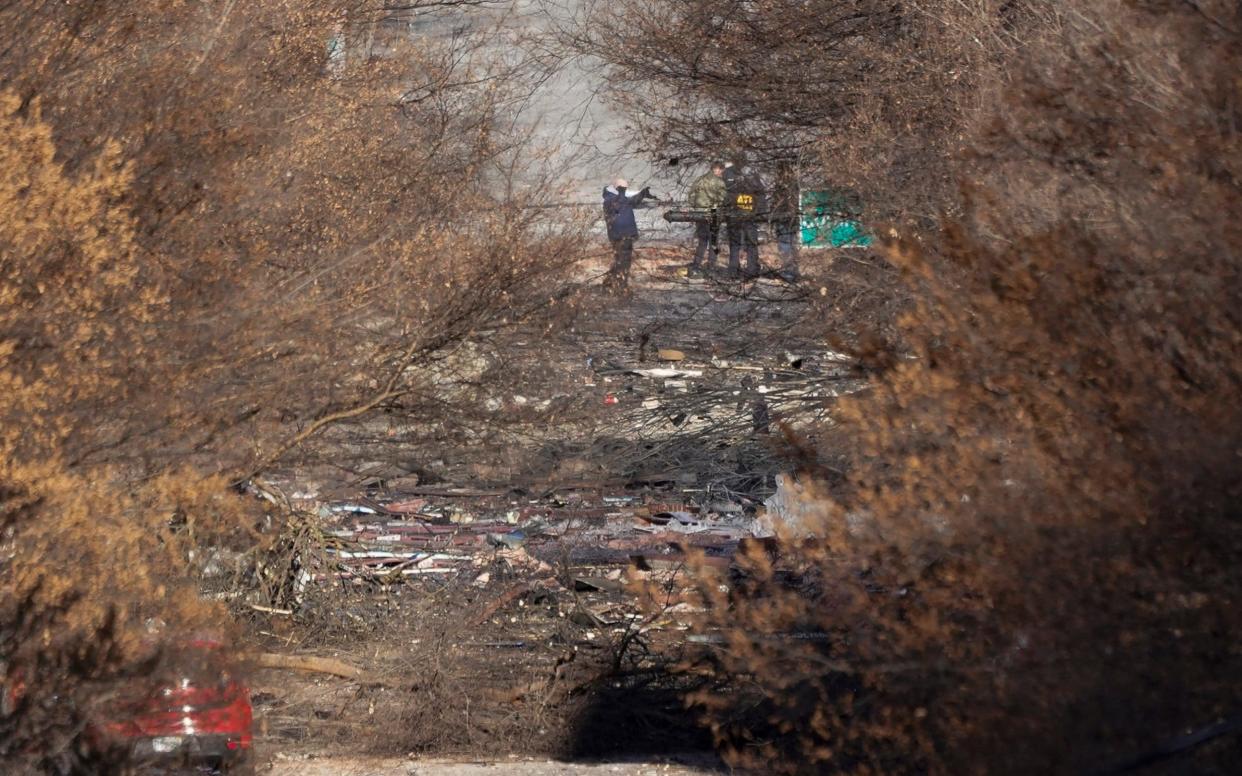 Emergency personnel work at the scene of an explosion in downtown Nashville, Tenn - AP