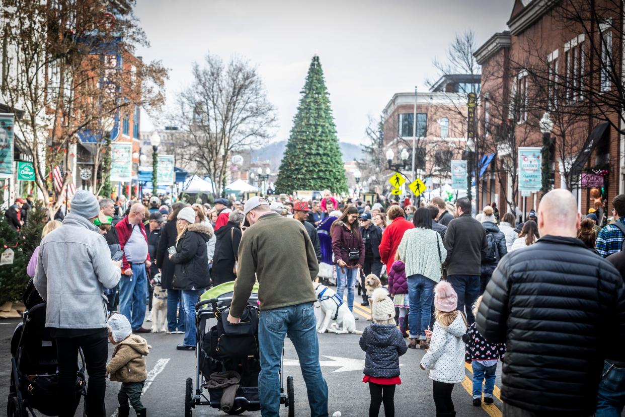 People fill downtown Franklin for Dickens of a Christmas Saturday, December 14, 2019.