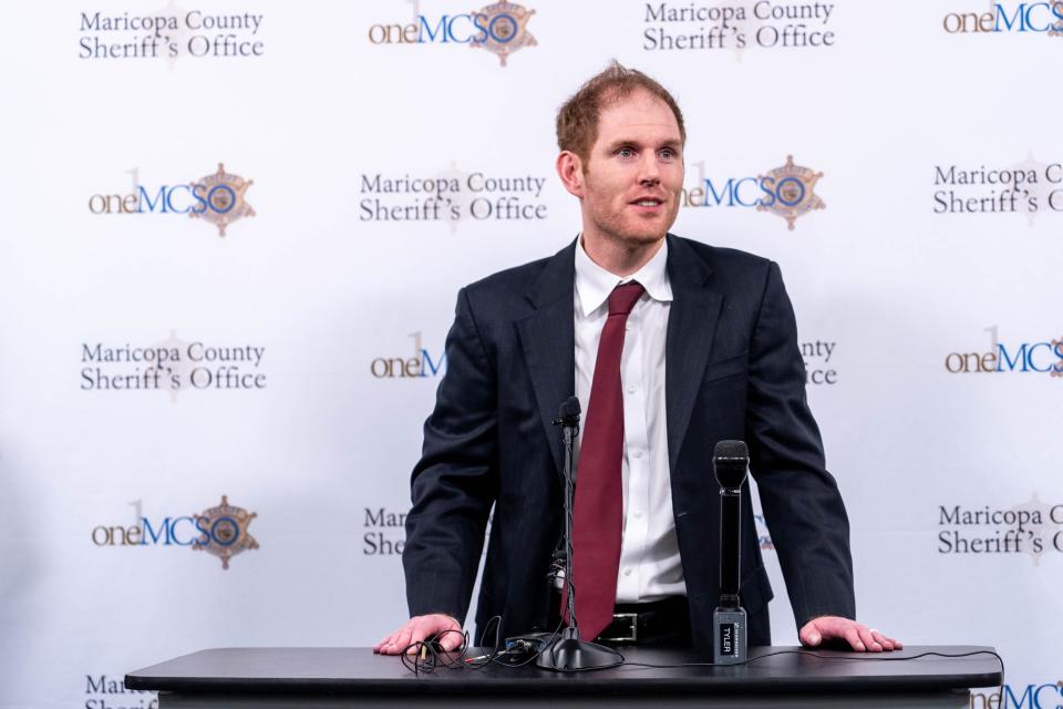 Maricopa County Recorder Stephen Richer speaks during a news conference addressing upcoming election security, at the Maricopa County Sheriff's Office headquarters in Phoenix on July 20, 2022.