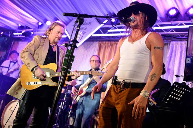 <p>Stephen J. Cohen/Getty (3)</p> Travis Tritt and Kid Rock perform during the Barnstable Brown Gala.