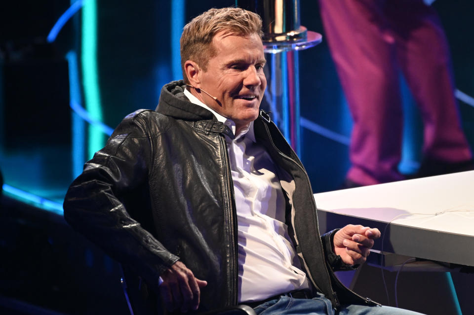 27 April 2019, North Rhine-Westphalia, Cologne: Jury member Dieter Bohlen sits on stage at the finale of the RTL casting show "Deutschland sucht den Superstar 2019". Photo: Henning Kaiser/dpa (Photo by Henning Kaiser/picture alliance via Getty Images)