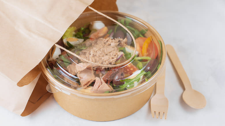 Tuna salad in takeaway container