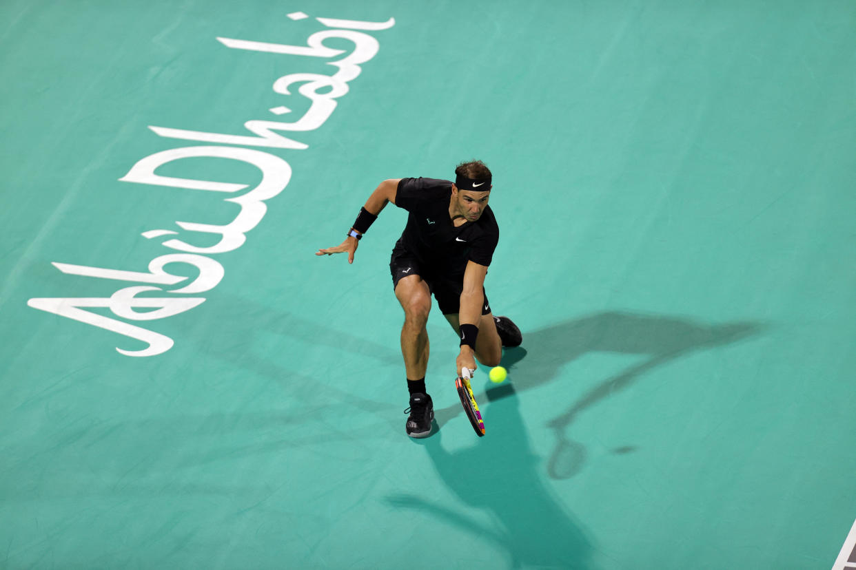 Tennis - Mubadala World Tennis Championship - International Tennis Centre, Zayed Sports City, Abu Dhabi, United Arab Emirates - December 17, 2021 Spain's Rafael Nadal in action during his semi final match against Britain's Andy Murray REUTERS/Christopher Pike