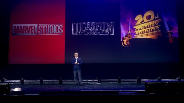 Alan Bergman, chairman of Disney Studios Content, speaks onstage during D23 Expo 2022 at Anaheim Convention Center in Anaheim, California, on Saturday. (Photo: Jesse Grant/Getty Images for Disney)