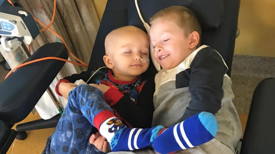 Ryder shares a cuddle his big brother Caden. Source: Supplied