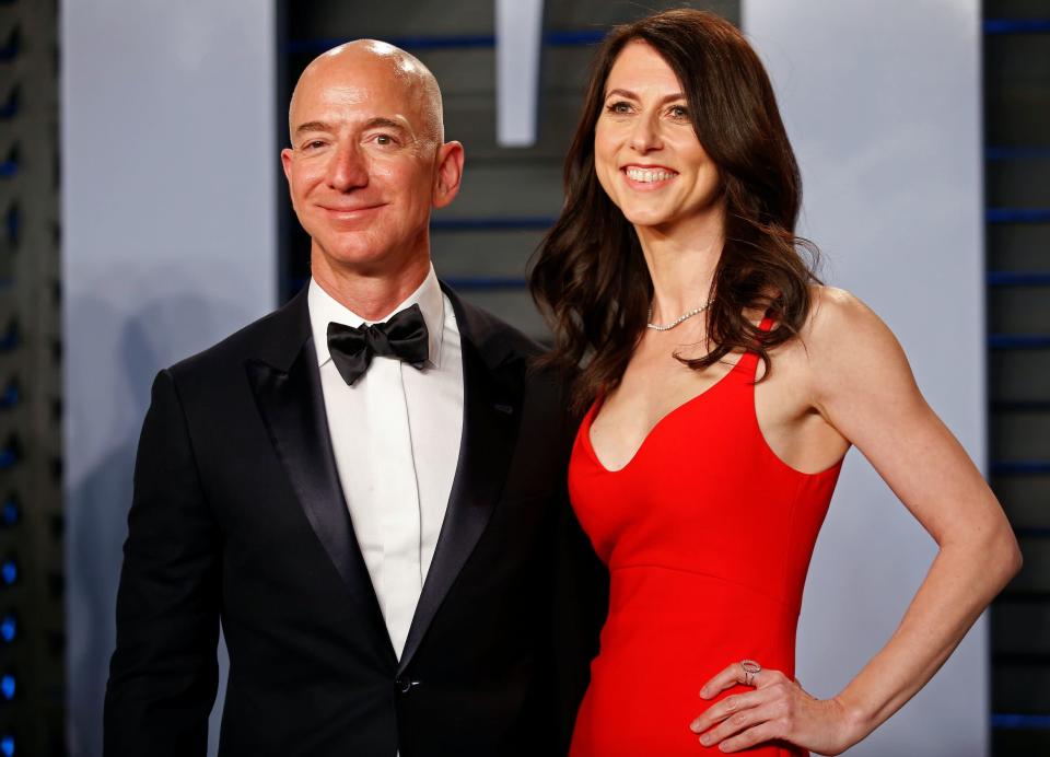 Amazon CEO Jeff Bezos and MacKenzie Bezos on April 3, 2018. (Photo: REUTERS/Danny Moloshok/File Photo)