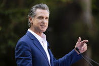 FILE - California Gov. Gavin Newsom speaks at the opening ceremony for Panda Ridge, the new exhibit at the San Diego Zoo, Aug. 8, 2024, in San Diego. (AP Photo/Derrick Tuskan, File)