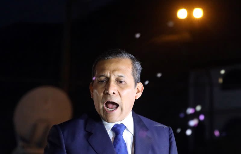 FILE PHOTO: Peru's former president Ollanta Humala talks to the press after leaving jail outside the Barbadillo prison, in Lima