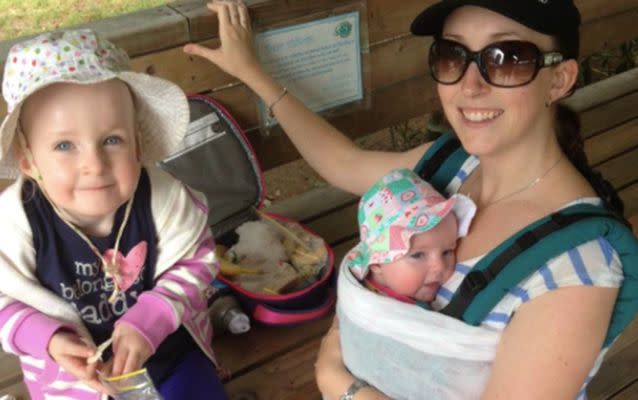 Lara, pictured with daughters Chloe and Amelia, was given great support by SIDS and Kids. Source: Supplied.