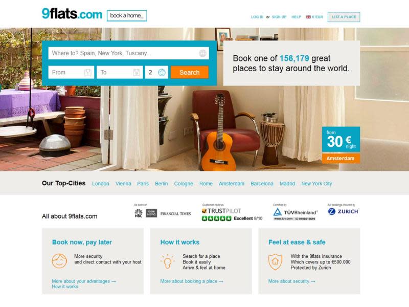 Auch über 9flats können Urlauber eine private Unterkunft buchen - das Portal ist aber nur Vermittler. Foto: www.9flats.com