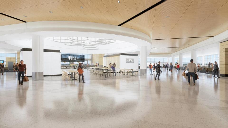 A rendering of what the "node" of the terminal extension included in the Airport Master Plan could look like. The extension would come as annual passenger count nears 2 million.
