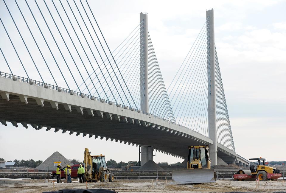 Construction progresses on the north side as Deldot and DNREC officials, along with Delware Gov. Jack Markell held a Dec. 16 2013, news conference and tour of the redevelopment of the Indian River Inlet Parking and Camping area's, now that bridge construction is done.