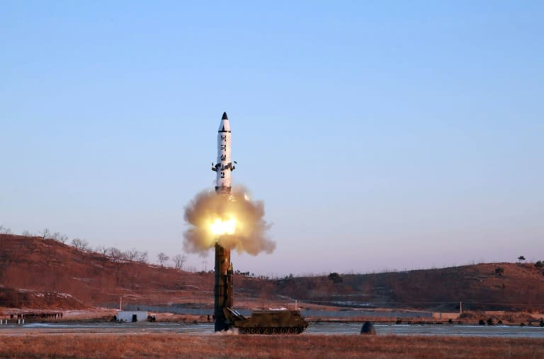 On February 12, 2017, North Korea fired what appeared to be a modified intermediate-range Musudan missile (pictured), which landed in the ocean