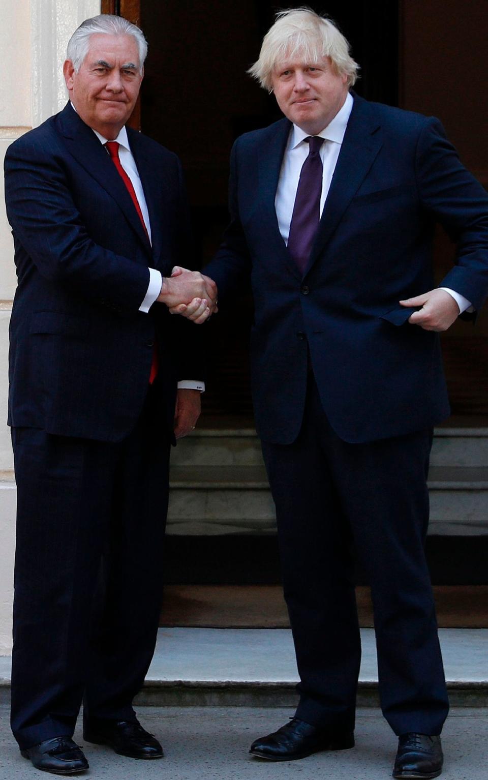 Boris Johnson and Rex Tillerson will hold talks on the US Secretary of State's first trip to Britain - Credit: ADRIAN DENNIS/AFP