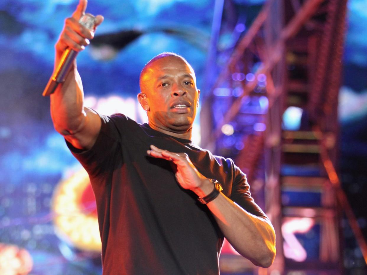 <p> Dr Dre: Missy Elliott and Ice Cube ‘send prayers’ as rapper reportedly in ICU with brain aneurysm</p> (AFP via Getty Images)