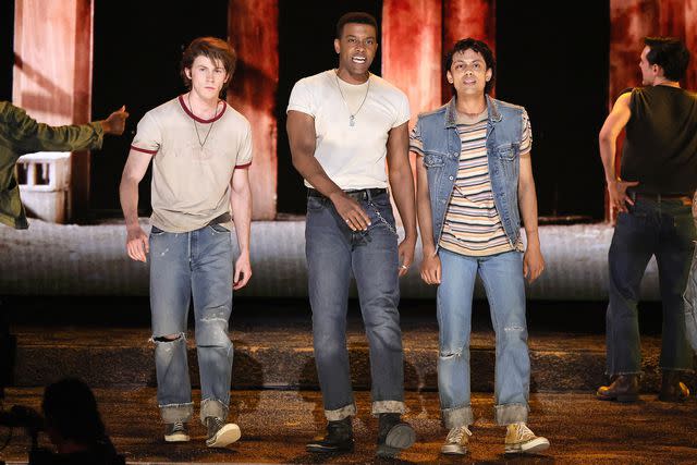 <p>Theo Wargo/Getty</p> <em>The Outsiders</em>' Brody Grant, Joshua Boone and Sky Lakota-Lynch perform at the 77th Tony Awards in New York City on June 16, 2024