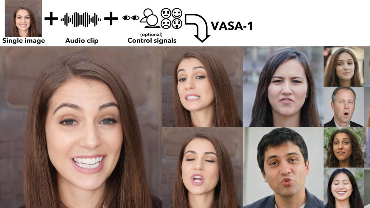  A promotional image for Microsoft's VASA-1 generative AI image. 