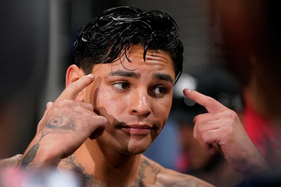 García durante un entrenamiento con los medios el 9 de abril (Getty Images)