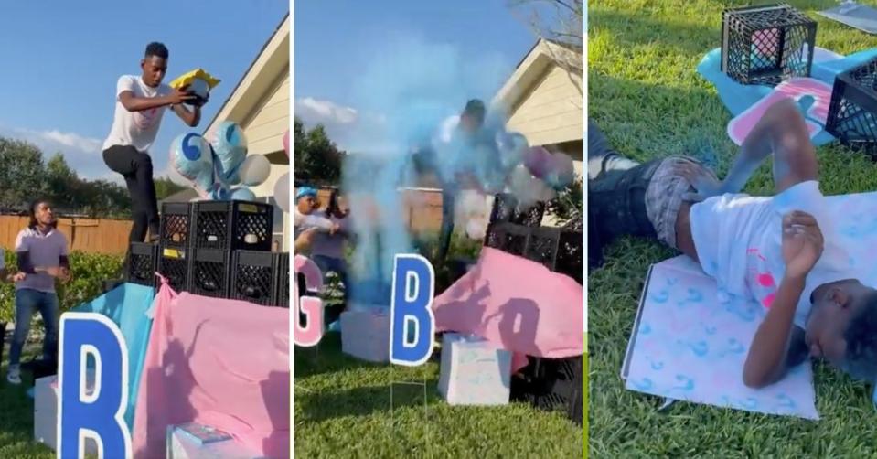 Gender reveal TikTok milk crate challenge