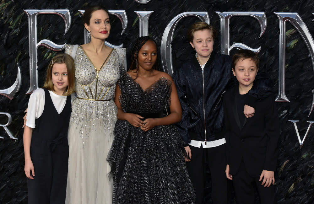 Angelina Jolie and kids credit:Bang Showbiz