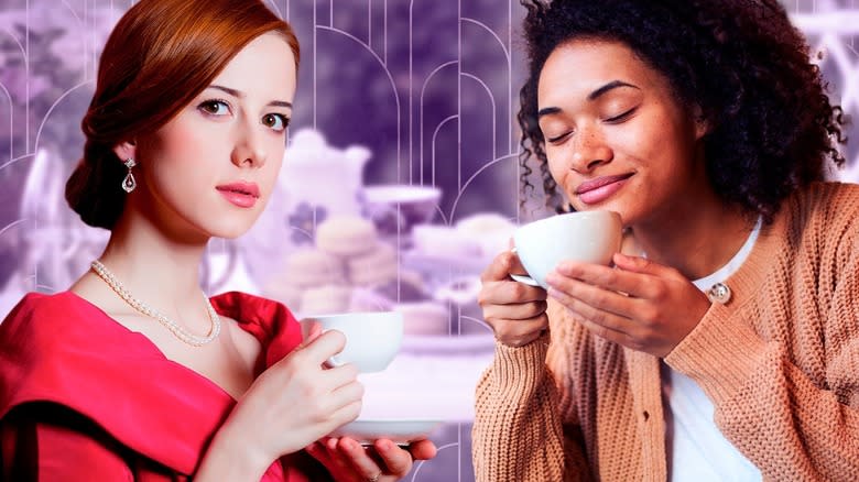 Two women enjoying tea