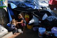 Makeshift camp of migrants in Tijuana