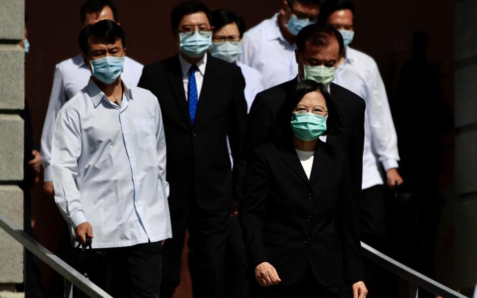 Taiwanese President Tsai Ing-wen wears a face mask - Ritchie B Tongo/EPA-EFE