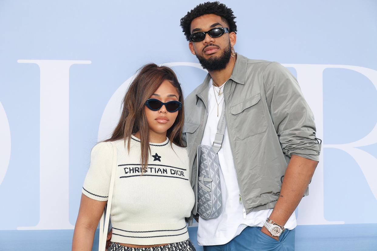 Jordyn Woods and Karl-Anthony Towns attend the Dior Homme Menswear Spring Summer 2023 show as part of Paris Fashion Week on June 24, 2022 in Paris, France.