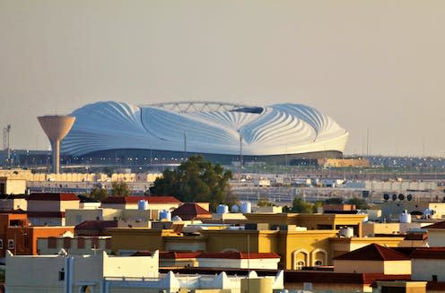 <span class="caption">The Al Janoub Stadium in Doha.</span> <span class="attribution"><a class="link " href="https://www.shutterstock.com/image-photo/view-al-janoub-stadium-fifa-2022-1409989406" rel="nofollow noopener" target="_blank" data-ylk="slk:Shutterstock/Photo Play;elm:context_link;itc:0;sec:content-canvas">Shutterstock/Photo Play</a></span>