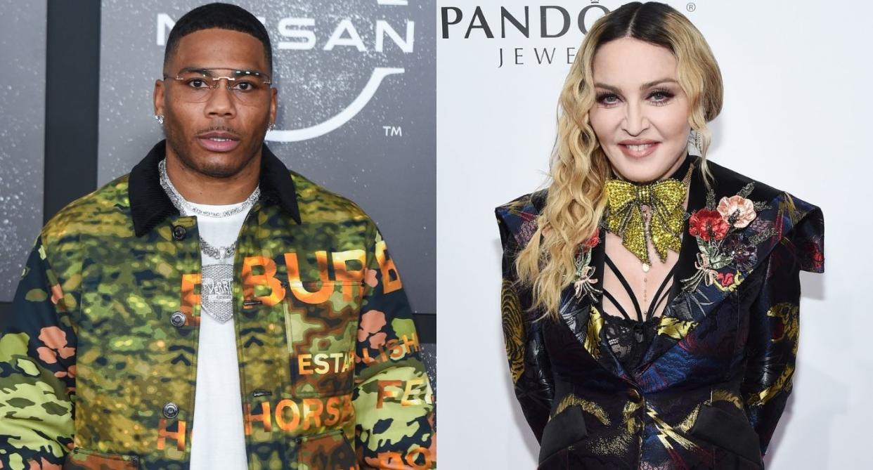 Nelly (left) is under fire for telling Madonna (right) to 