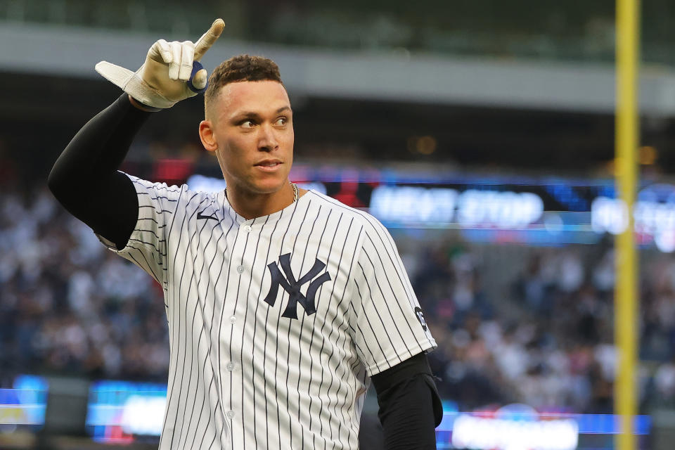 Los jugadores de la MLB están presionando por un cambio en las negociaciones de cierre patronal para garantizar que la temporada de novato récord de Aaron Judge sea más lucrativa para las futuras generaciones de jugadores jóvenes.  (Foto de Mike Stobe/Getty Images)