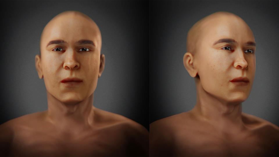 The reconstruction of KV 55, thought to be the pharaoh Akhenaten.