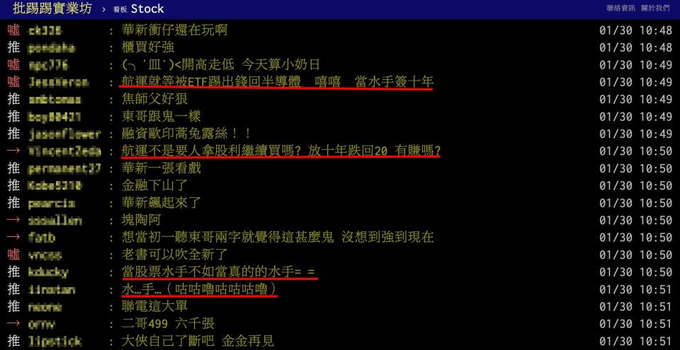 台股今日大漲，只有航運股下跌，成為各界討論焦點（圖／翻攝自PTT）