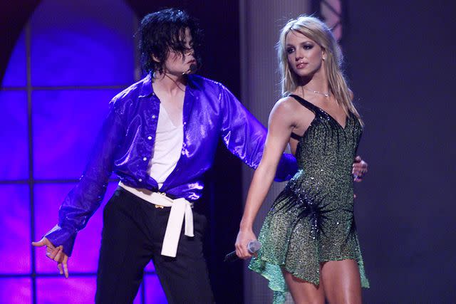 <p>Frank Micelotta/Getty Images</p> Michael Jackson and Britney Spears in New York City in September 2001