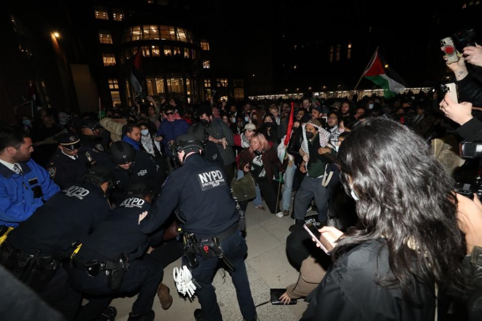 NYPD entered the Greenwich Village campus after the students did not disperse. William C Lopez/New York Post