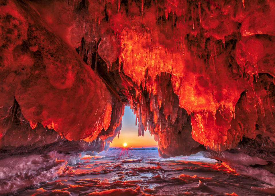 <p>These stunning photographs really do show a land of fire and ice! (Caters News) </p>