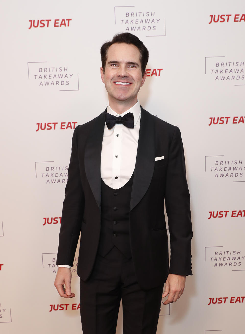 LONDON, ENGLAND - JANUARY 27: Jimmy Carr attends the fifth annual British Takeaway Awards, in association with Just Eat at The Savoy Hotel on January 27, 2020 in London, England. (Photo by David M. Benett/Dave Benett/Getty Images for Just Eat)