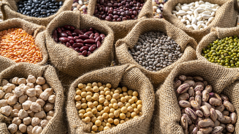 Sacks of various beans