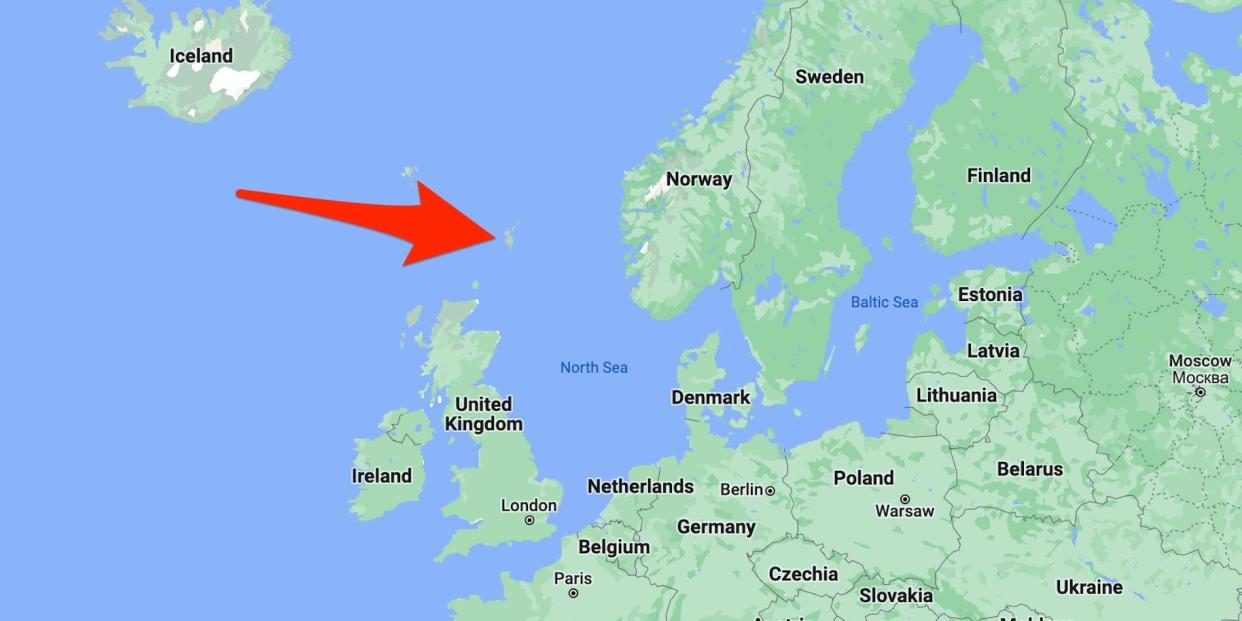 The location of Scotland's Shetland Islands.