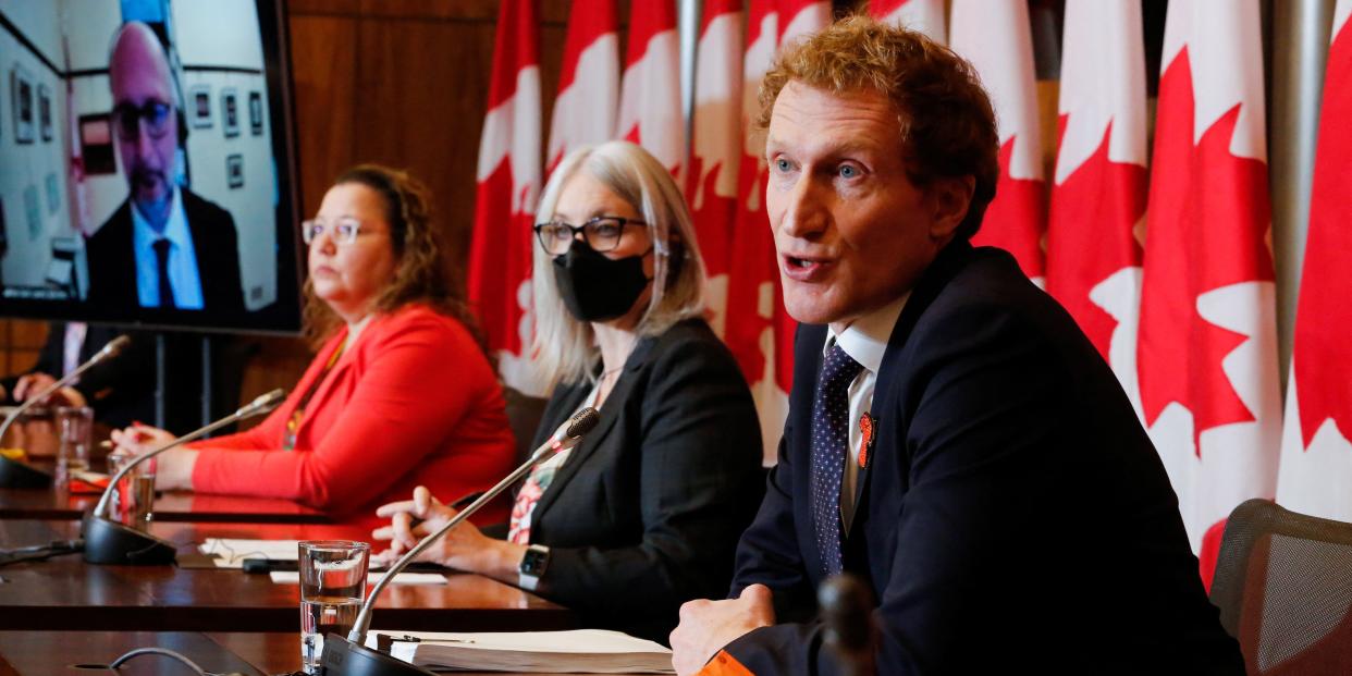 Canada's Minister of Crown-Indigenous Relations Marc Miller speaks at a news conference to provide an update on the negotiations related to compensation and long-term reform of First Nations Child and Family Services in Ottawa, Ontario, Canada January 4, 2022.