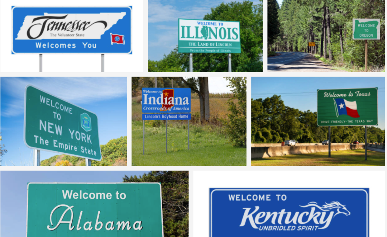 <span class="caption">There are so many different states – and provinces, districts, regions and lander!</span> <span class="attribution"><a class="link " href="https://www.gettyimages.com/photos/state-welcome-signs?agreements=pa:91269&family=creative" rel="nofollow noopener" target="_blank" data-ylk="slk:Getty Images;elm:context_link;itc:0;sec:content-canvas">Getty Images</a></span>